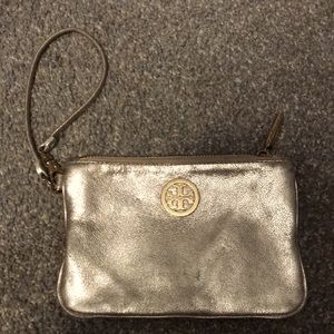 Tory Burch Pouchette Clutch Wristlet Gold